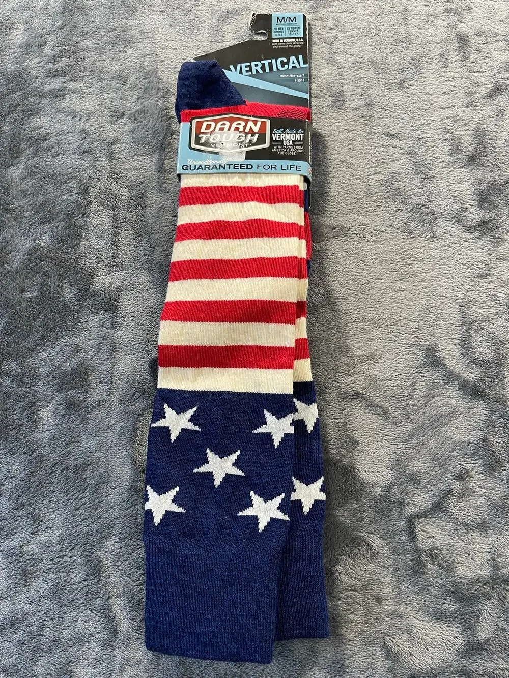 Darn Tough 1815 Stars & Stripes OTC Merino Wool Socks Size M Mens NWT